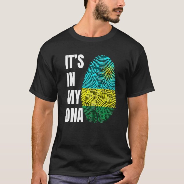 T-shirt Fingerprint DNA Biometry Flag Rwanda (Devant)