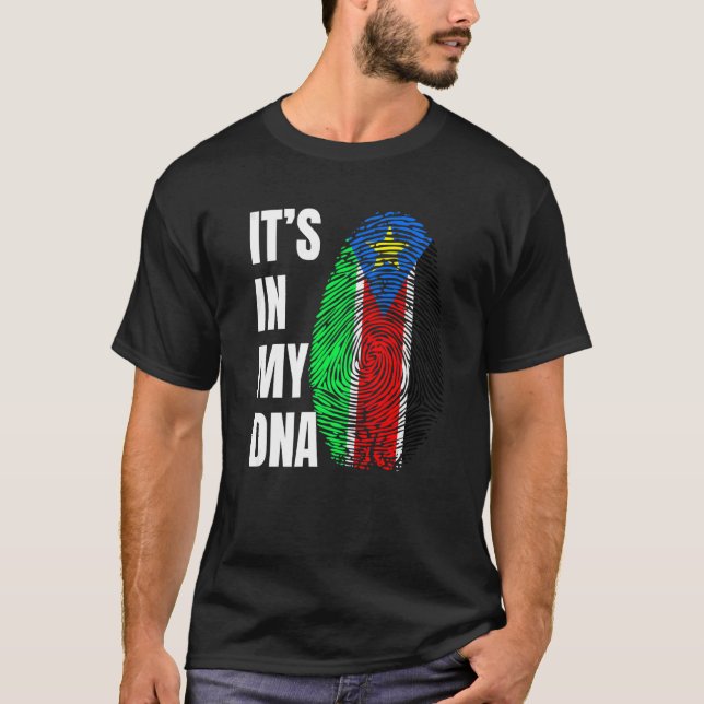 T-shirt Fingerprint DNA Biometry Flag South Sudan   (Devant)