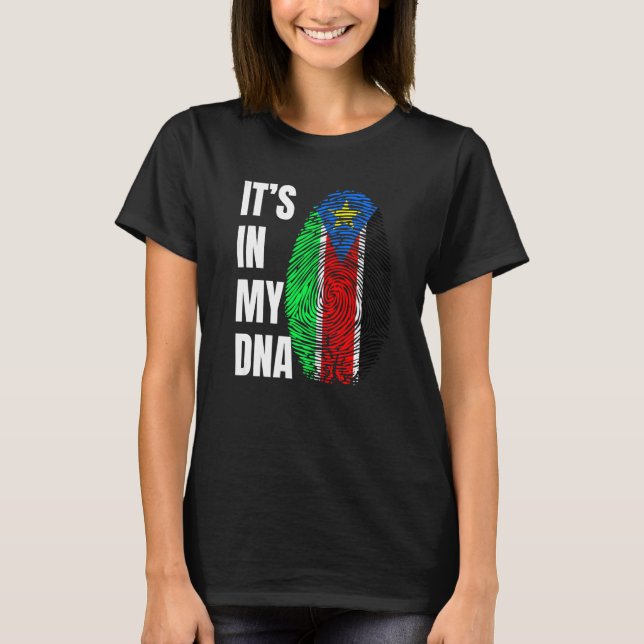 T-shirt Fingerprint DNA Biometry Flag South Sudan   (Devant)