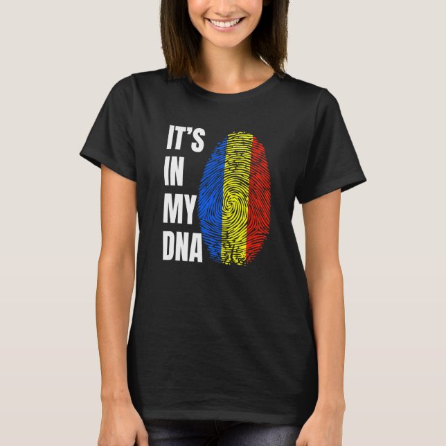 T-shirt Fingerprint DNA Biometry Romanian Flag Romania   (Devant)