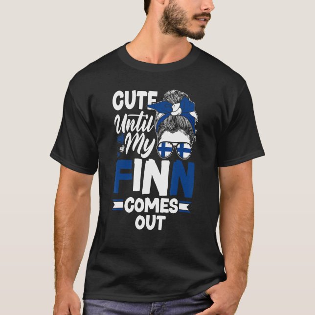 T-shirt Finland Finnish Flag Cute Until My Finn Comes Out  (Devant)