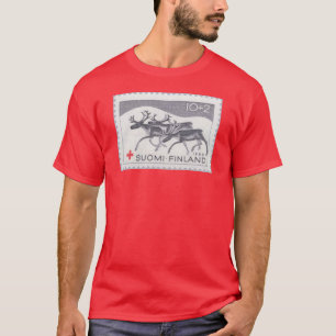 T-shirt finlandais de timbre de renne de Noël