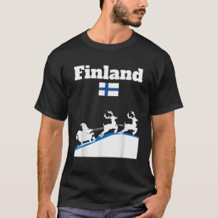 T-shirt Finlande Santa Claus traîneau rennes drapeau de Fi
