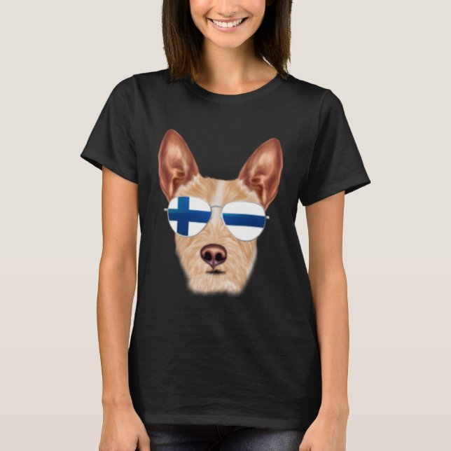 T-shirt Finnish Flag Portuguese Podengo Pequeno Dog Finlan (Devant)
