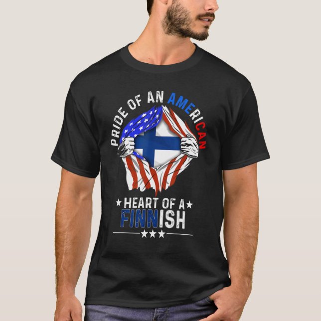 T-shirt Finnois Amérique Fierté Pays Étranger Fin (Devant)