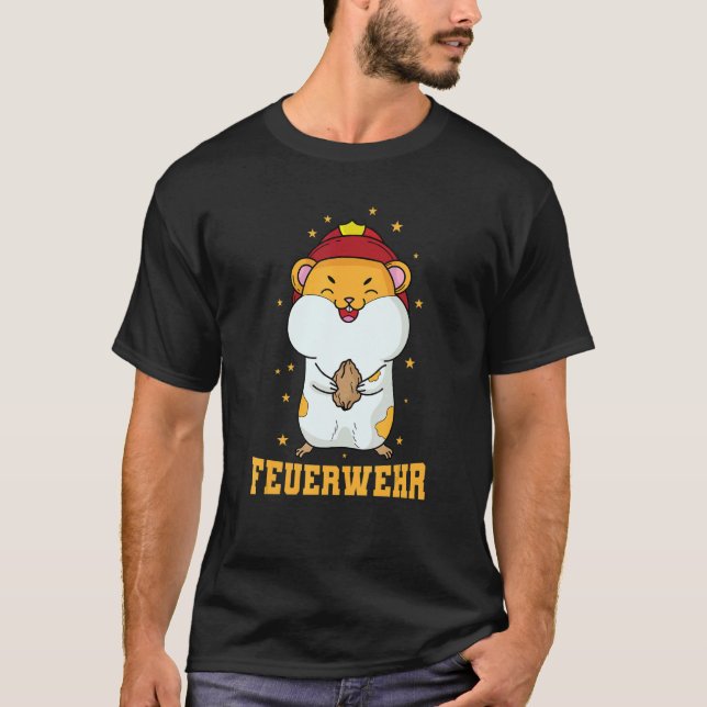 T-shirt Fire Department Hamster with Fire Helmet (Devant)