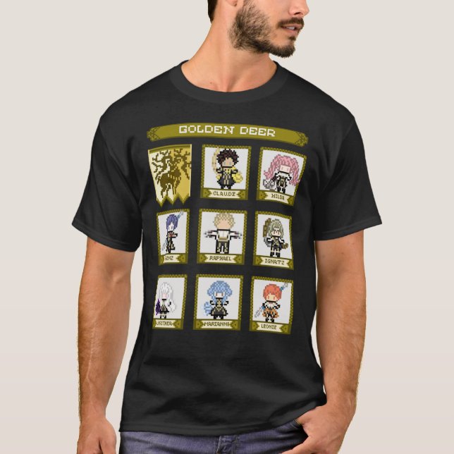T-shirt Fire Emblem Three Houses Golden Deer House Pixel P (Devant)