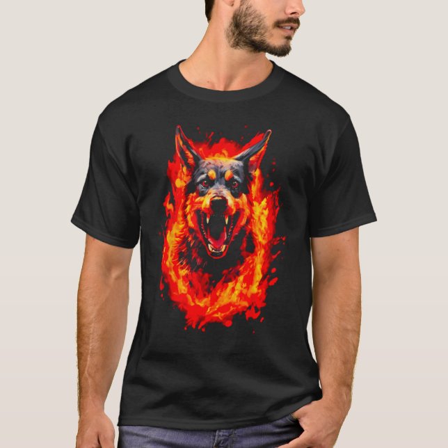 T-shirt Fire German Shepherd Dog (Devant)