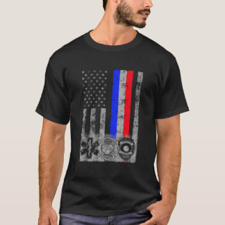 T-shirt Fire Police Emt First Responder Flag