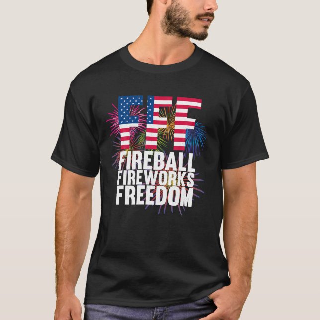 T-shirt Fireball Fireworks Freedom 4 juillet drapeau améri (Devant)
