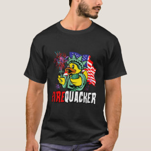 T-shirt Firecracker USA Drapeau Funky Firequacker Duck 4èm
