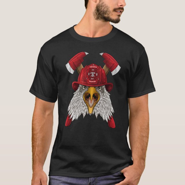 T-shirt Firefighter Eagle Fireman Boys Kids Fire Rescue An (Devant)
