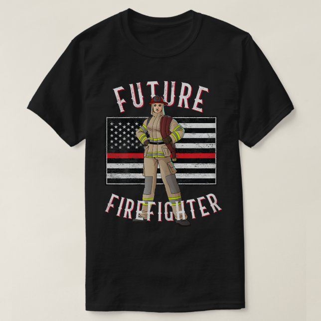 T-shirt Firefighter female Thin Line for Future Firefi (Design devant)