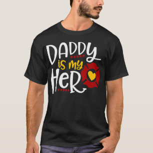 T-shirt Firefighter Fête des pères Papa Est Mon Héros Ide