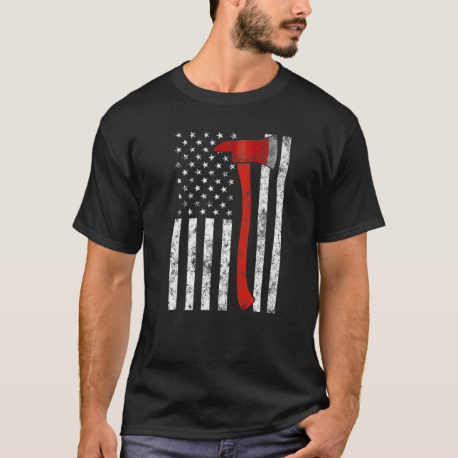 T-shirt Firefighter Fireman Firefighting Patriotic America (Devant)