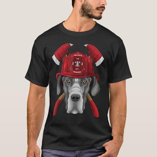T-shirt Firefighter Great Dane Fireman Boys Kids Fire Resc (Devant)