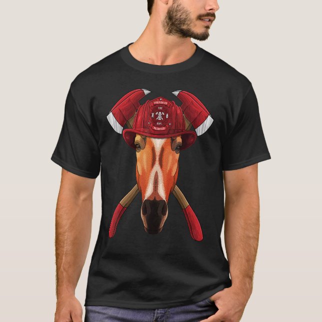 T-shirt Firefighter Horse Fireman Boys Kids Fire Rescue Fa (Devant)
