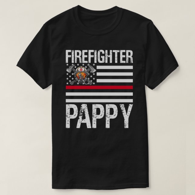 T-shirt Firefighter PAPPY Support The Mince Red Line US Fl (Design devant)