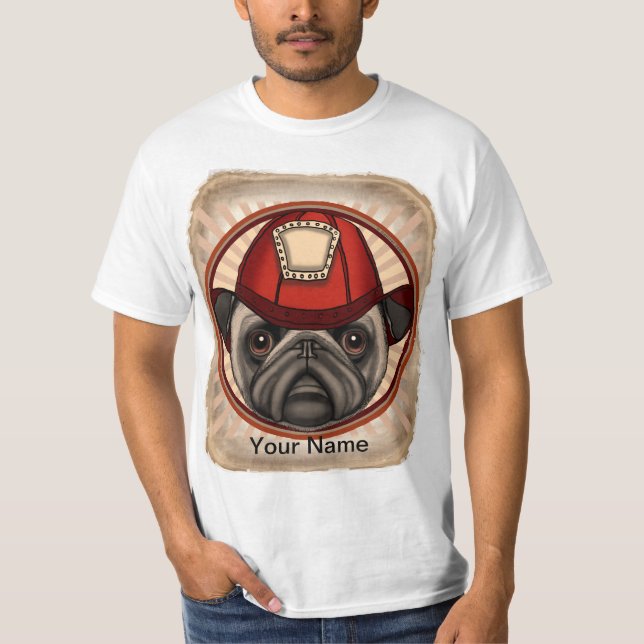 T-shirt Firefighter Pug (Devant)