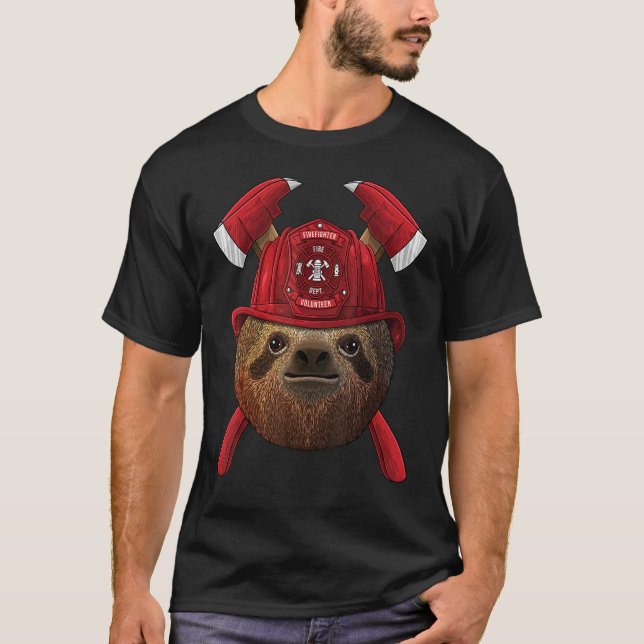 T-shirt Firefighter Sloth Fireman Boys Kids Fire Rescue La (Devant)
