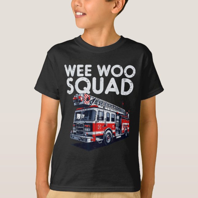 T-shirt Firefighter Truck Wee Woo Squad Fireman Men Boys K (Devant)