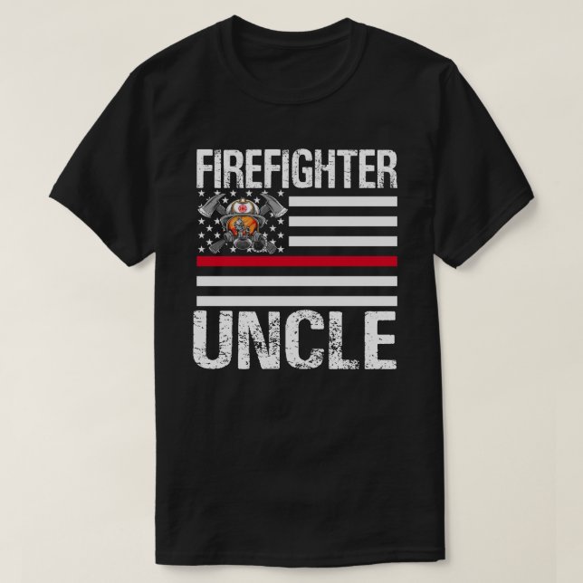 T-shirt Firefighter UNCLE Support The Mince Red Line US Fl (Design devant)