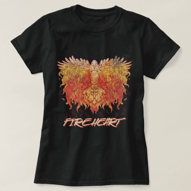T-shirt Fireheart Phoenix Oiseau Feu Amour Mythique Magie  (Design devant)