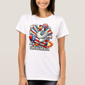 T-shirt FIREQUACKER - Drôle Oie patriotique sur une fusée 