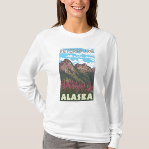 T-shirt Fireweed et montagnes - Pétersbourg, Alaska