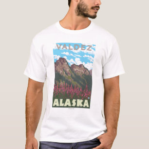 T-shirt Fireweed et montagnes - Valdez, Alaska