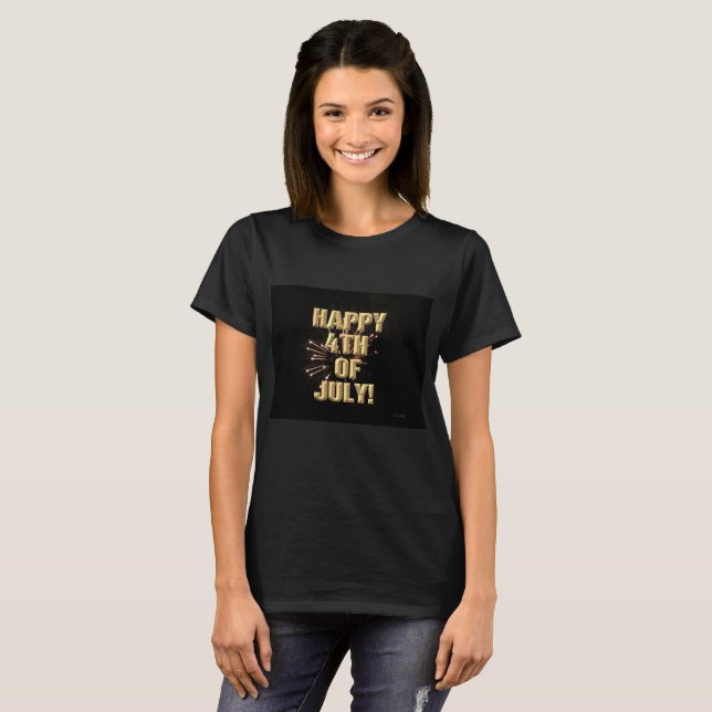 T-shirt Fireworks 5 4 juillet femme chemise noire (Devant entier)