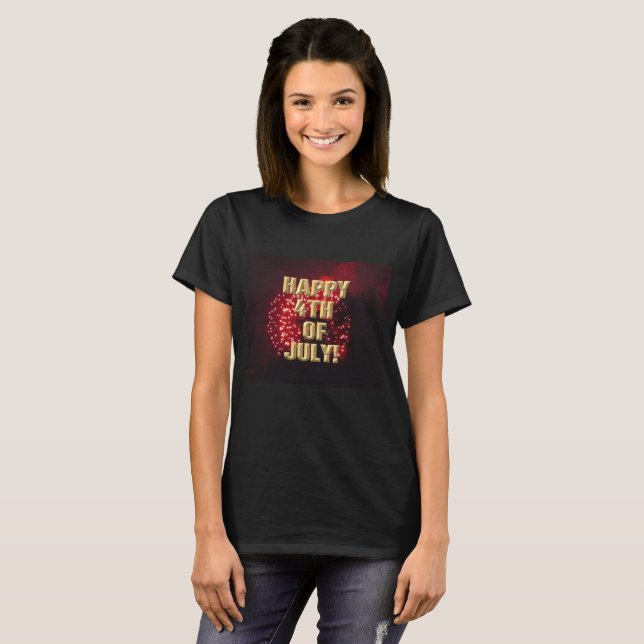 T-shirt Fireworks 7 4 juillet femme chemise noire (Devant entier)