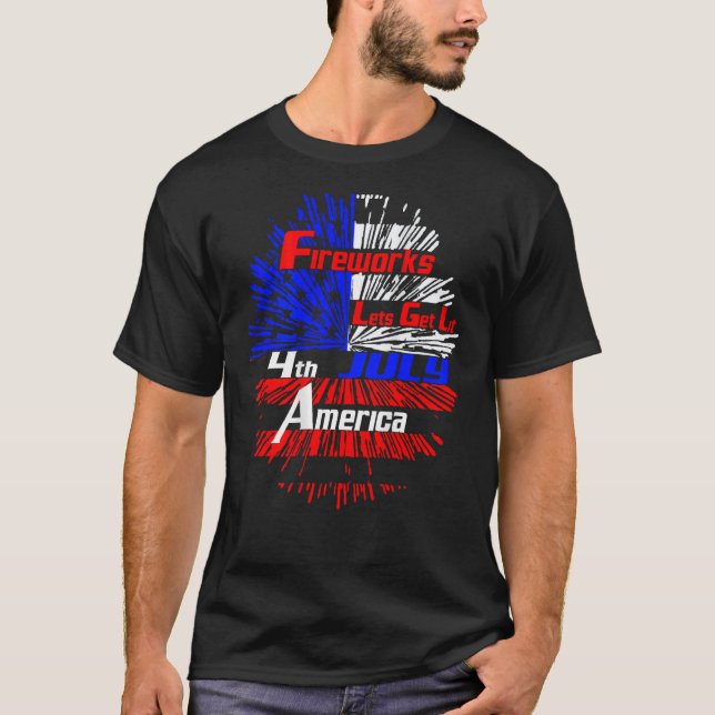 T-shirt Fireworks American Fireworks Lets Get Lit 4th July (Devant)