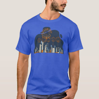 T-shirt Fireworks sur City Skyline Firework