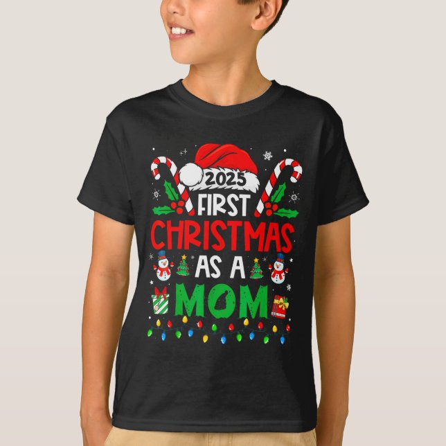 T-shirt First Christmas As A Mom Family Matching New Mommy (Devant)