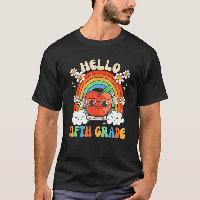 T-shirt First Day Of School Hello Fifth Grade Teacher Rain (Devant)