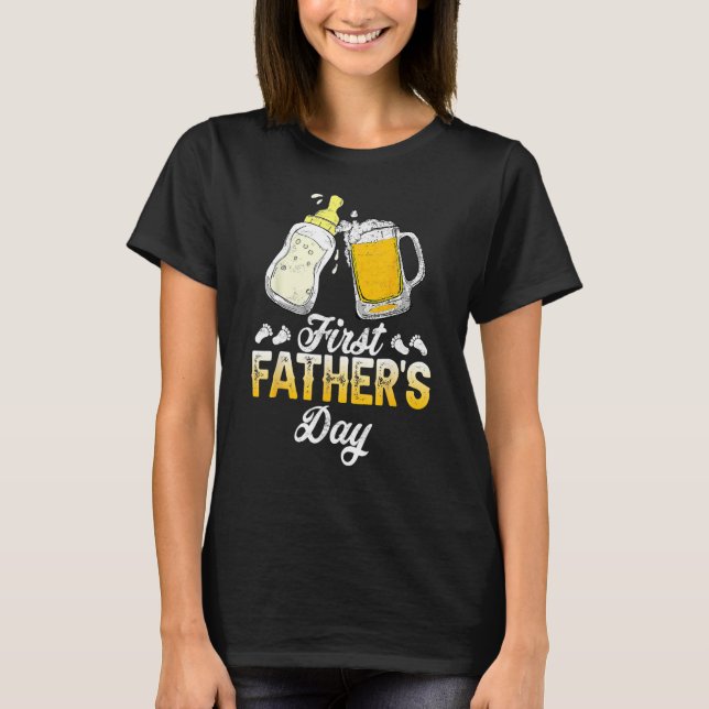 T-shirt First Father s Day  Beer Baby Bottle Daddy 2023 Da (Devant)