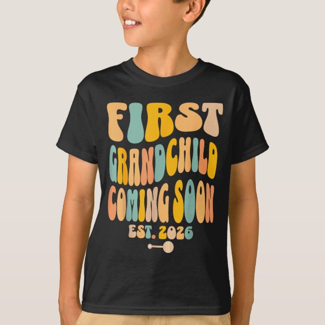 T-shirt First Granhild Coming Soon 2026 Baby Announcement  (Devant)