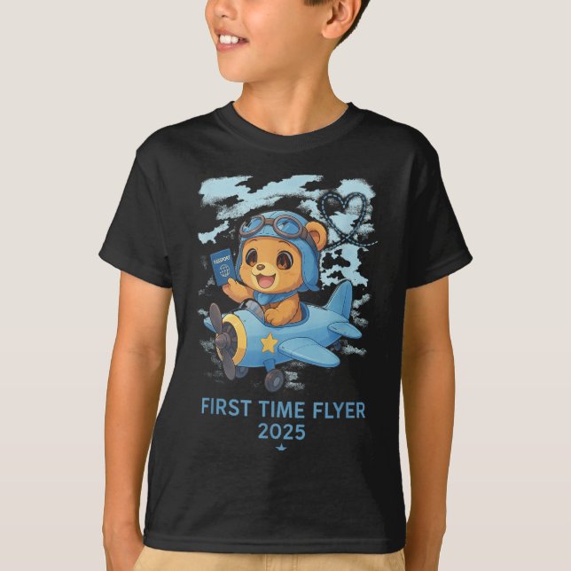 T-shirt First Time Flyer 2025 Teddy Bear Aviator Kids Todd (Devant)