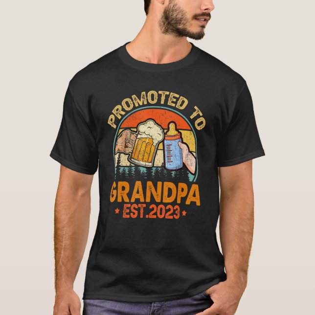 T-shirt First Time Grandpa Promoted To Grandpa 2023 Father (Devant)