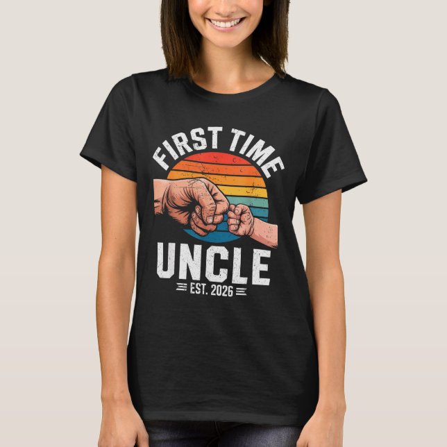 T-shirt First Time Uncle Est 2026 Baby Announcement Great  (Devant)