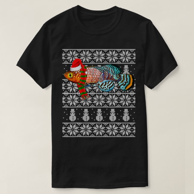 T-shirt Fish Xmas Santa Hat Killifish Ugly Christmas  (Design devant)
