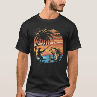 T-shirt Fisherman Sunset attrapant un poisson