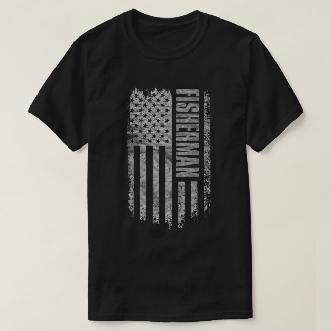 T-shirt Fisherman USA Flag Distressed design (Design devant)
