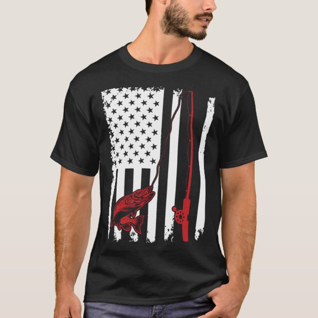 T-shirt Fishing  American Flag Bass Fishing (Devant)