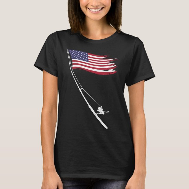 T-shirt Fishing  American Flag Fishing Rod (Devant)