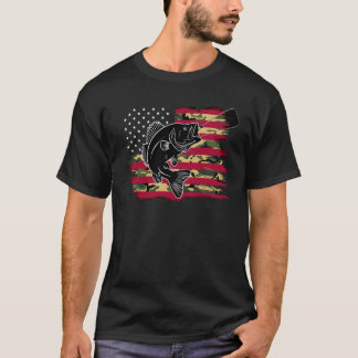 T-shirt Fishing Camouflage US American Flag Bass Fish Fish