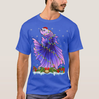 T-shirt Fishing Lover Family Matching Santa Betta Fish Chr