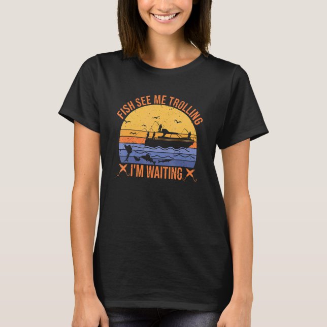 T-shirt fishing trolling fishermen fish see me trolling se (Devant)