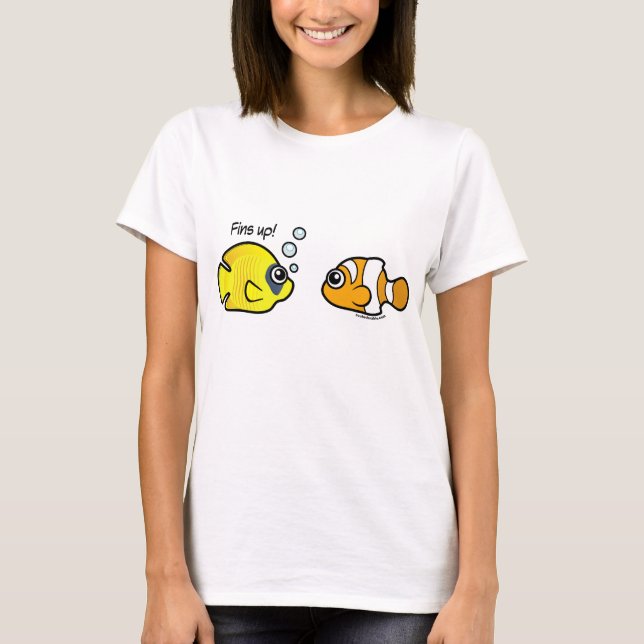 T-shirt Fishy Robbery : Fins up! (Devant)